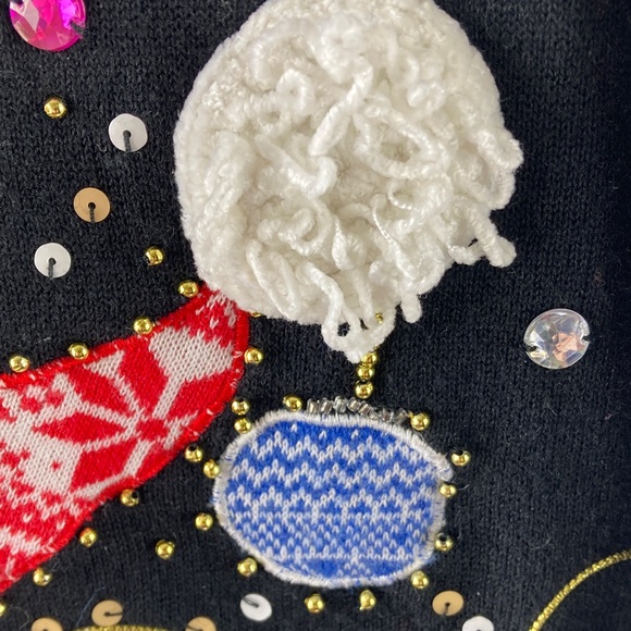 Berek Black Sweater with Festive Embellishments size Medium - Picture 5 of 8